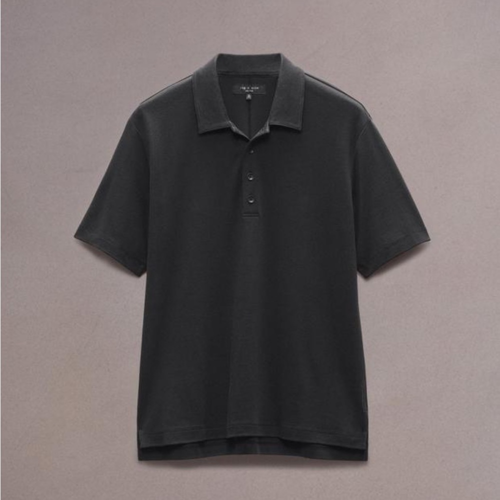 Rag and Bone Men’s Cliff Polo in black Double Layer Jersey S fits like a M